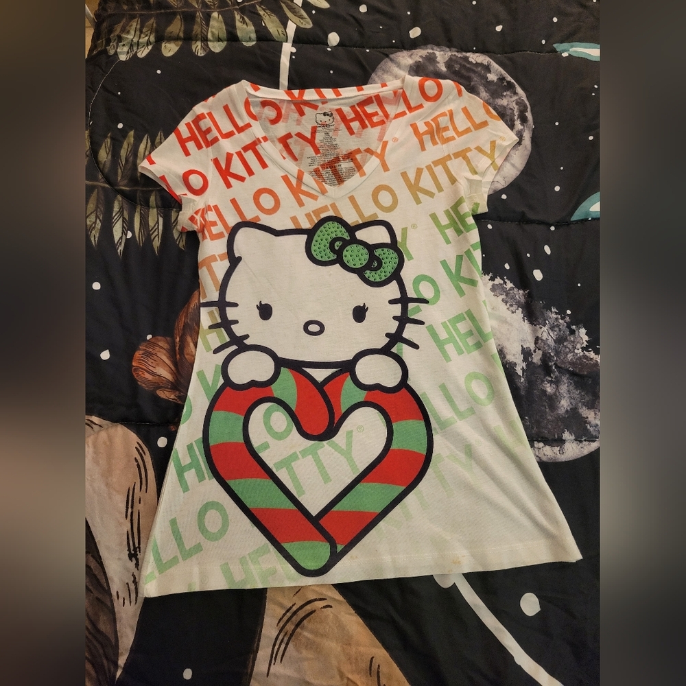 Candy Cane Hello Kitty T-shirt